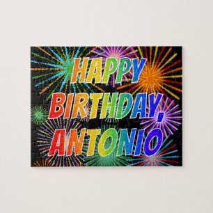 Quebra-cabeça Nome "ANTONIO", Diversão "FELIZ ANIVERSÁRIO"