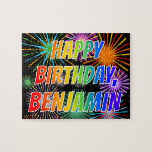 Quebra-cabeça Nome "BENJAMIN", Diversão "FELIZ ANIVERSÁRIO"