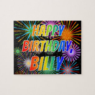 Quebra-cabeça Nome "BILLY", Diversão "FELIZ ANIVERSÁRIO"