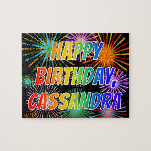 Quebra-cabeça Nome "CASSANDRA", Diversão "FELIZ ANIVERSÁRIO"