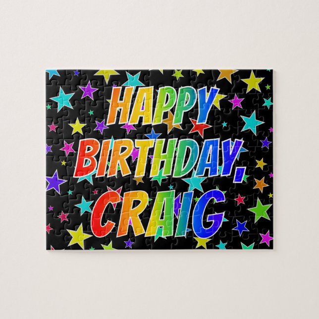 Quebra-cabeça Nome "CRAIG", Diversão "FELIZ ANIVERSÁRIO" (Horizontal)