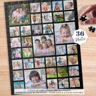 Quebra-cabeça Nome da Família de Colagem de Fotos ou Título Pret