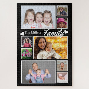 Quebra-cabeça Nome Da Família De Colagem De Fotos Personalizada