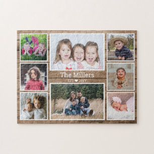Quebra-cabeça Nome da Família Personalizada 8 Colagem de Fotos