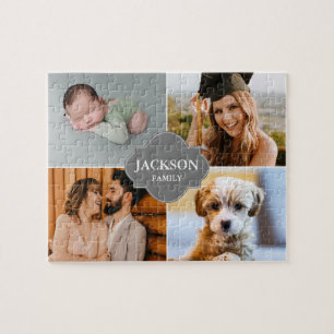 Quebra-cabeça Nome da Família Várias Fotos Personalizadas