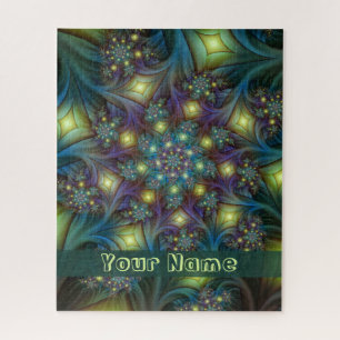 Quebra-cabeça Nome de Arte Fratural azul iluminado azul roxo