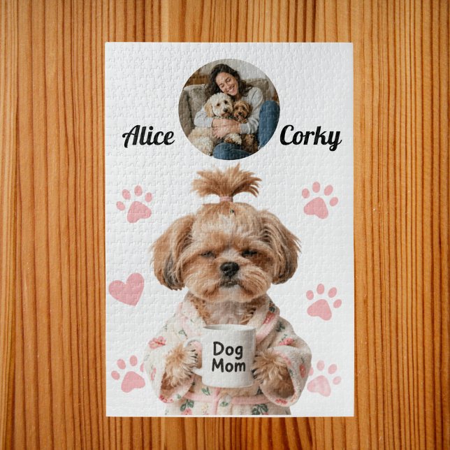 Quebra-cabeça Nome de Foto de Mãe de Cachorro Rosa Fofa (Criador carregado)