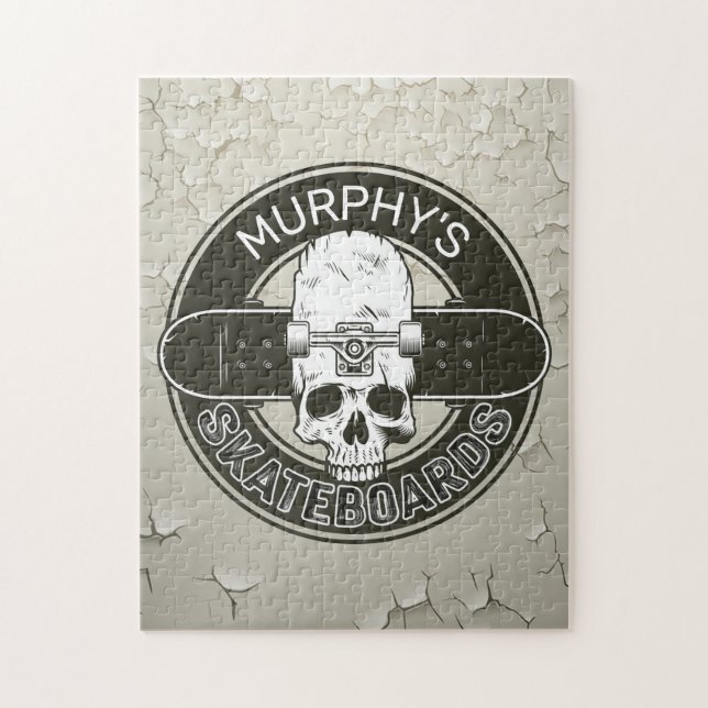 Quebra-cabeça NOME DE Skater Personalizado Skate Skate Skull (Vertical)