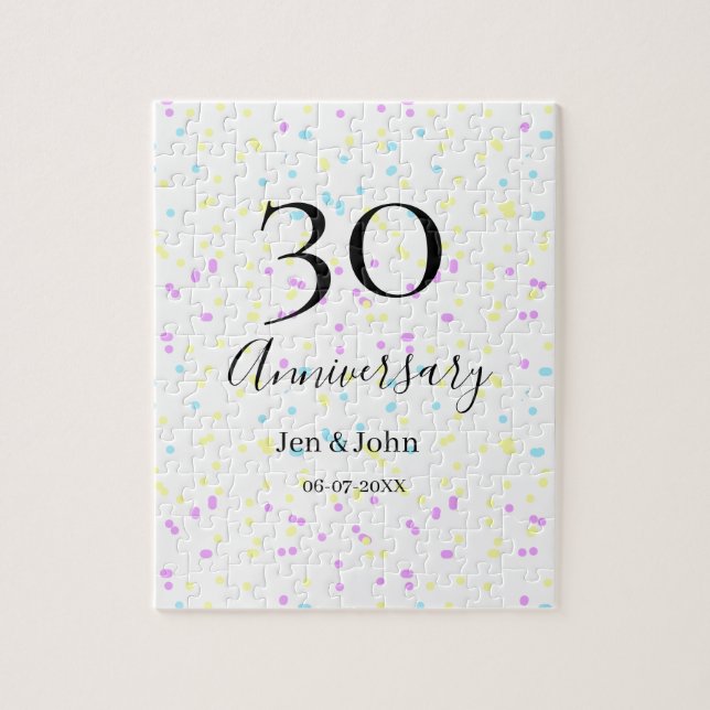 Quebra-cabeça Nome do aniversário da 30 da bolinhas de  amarelo- (Vertical)