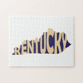 Quebra-cabeça Nome do Estado do Kentucky Word Art Amarelo