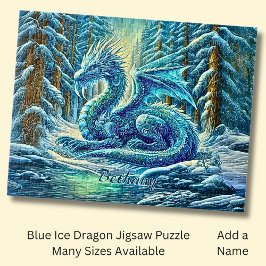 Quebra-cabeça Nome, Dragão de Gelo Azul Aqua Perto do Lago