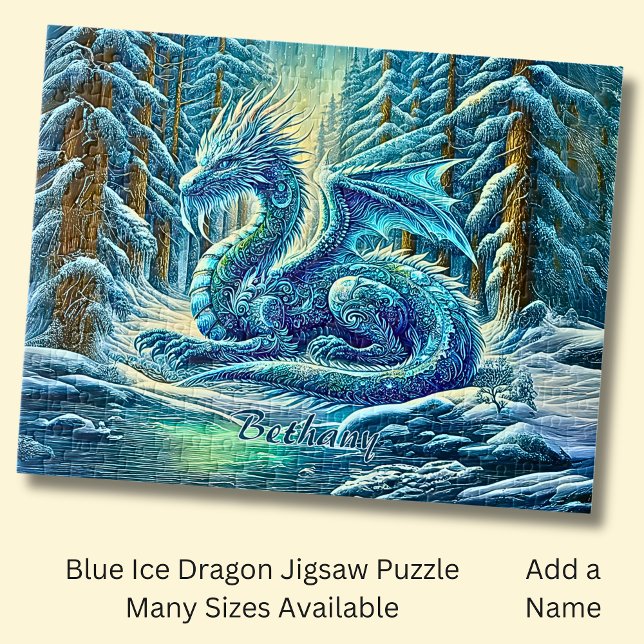 Quebra-cabeça Nome, Dragão de Gelo Azul Aqua Perto do Lago  (Criador carregado)