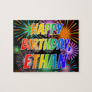 Quebra-cabeça Nome "ETHAN", Diversão "FELIZ ANIVERSÁRIO"