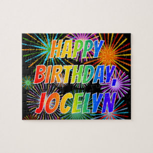 Quebra-cabeça Nome "JOCELYN", Diversão "FELIZ ANIVERSÁRIO"