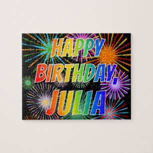 Quebra-cabeça Nome "JULIA", Diversão "FELIZ ANIVERSÁRIO"