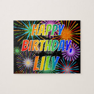 Quebra-cabeça Nome "LILY", Diversão "FELIZ ANIVERSÁRIO"