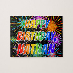 Quebra-cabeça Nome "NATHAN", Diversão "FELIZ ANIVERSÁRIO"