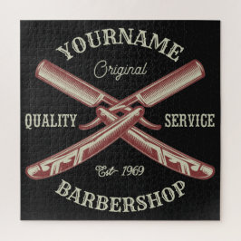 Quebra-cabeça NOME Personalizado Barber Hetero Razor Barbershop