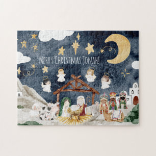 Quebra-cabeça Nome Personalizado Crianças Cristãs Natal