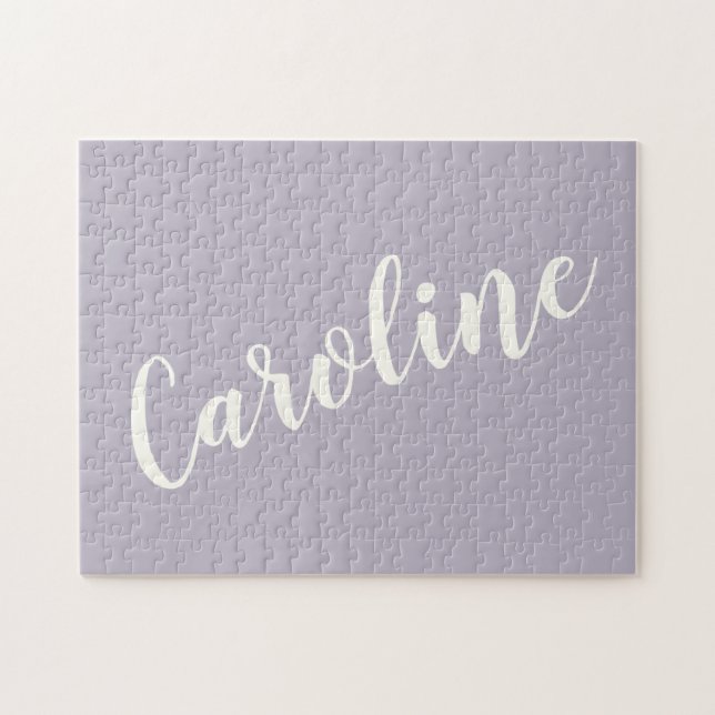 Quebra-cabeça Nome Personalizado da Caligrafia Minimalista Lilac (Horizontal)