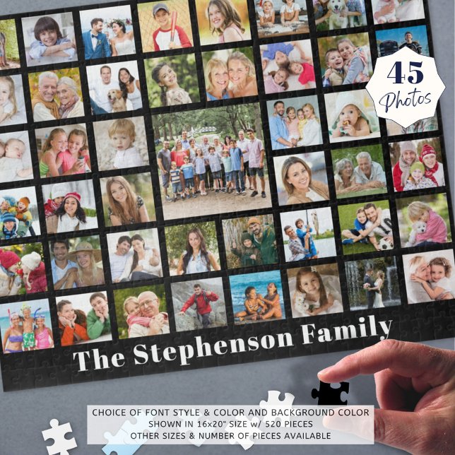 Quebra-cabeça Nome Personalizado da Família 45 Colagem de Fotos  (Criador carregado)