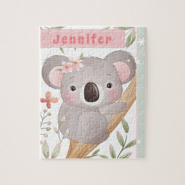 Quebra-cabeça Nome personalizado da garota bonita Koala Bear ros (Vertical)