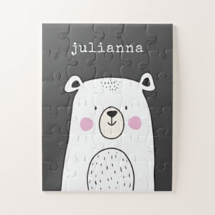 Quebra-cabeça Nome Personalizado da Ilustração de Urso Tempor