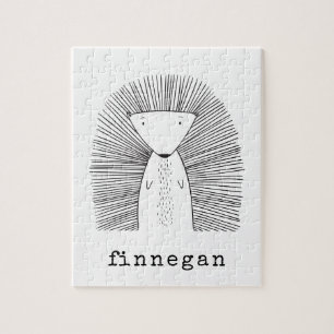 Quebra-cabeça Nome Personalizado de Desenho Simples de Linha Por