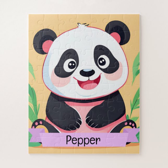 Quebra-cabeça Nome Personalizado de Panda de Bebê (Vertical)