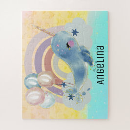 Quebra-cabeça Nome Personalizado de Unicórnio Mágico do Mar Cant