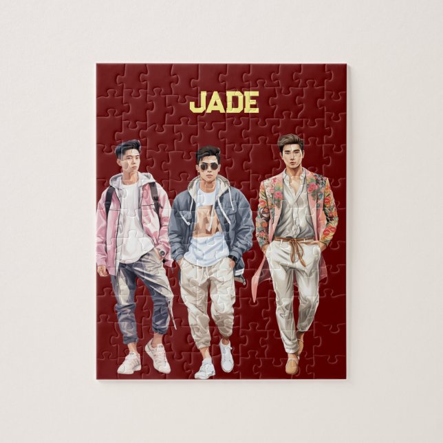 Quebra-cabeça nome personalizado dos garotos bonitos (Vertical)