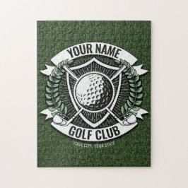 Quebra-cabeça Nome Personalizado Golfer Golf Club Turf Clubhouse