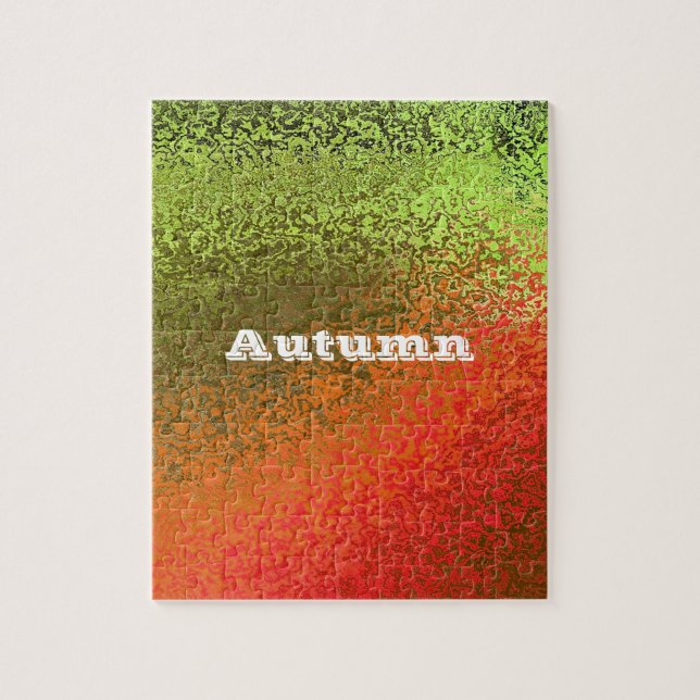 Quebra-cabeça Nome Personalizado Laranja Verde Arte Abstrata Gra (Vertical)