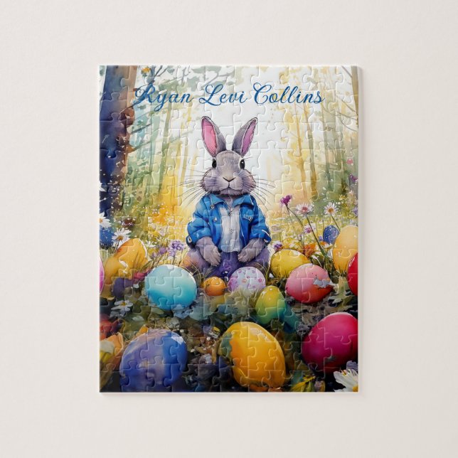 Quebra-cabeça Nome personalizado Peter Easter Bunny com Ovos de  (Vertical)