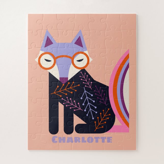 Quebra-cabeça Nome Personalizado Puzzle Raposa para Crianças  (Vertical)