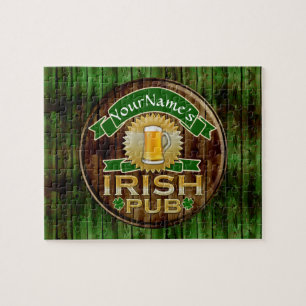 Quebra-cabeça Nome Personalizado - Rua de Sinal de Pub Irlandês.