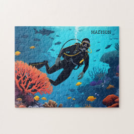 Quebra-cabeça Nome personalizado Scuba Diver