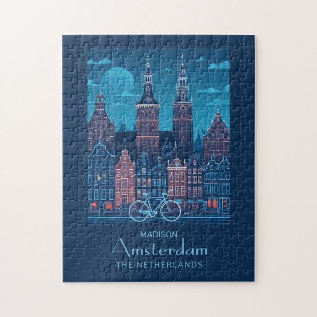 Quebra-cabeça Nome Personalizado / Texto Amsterdã (Vertical)