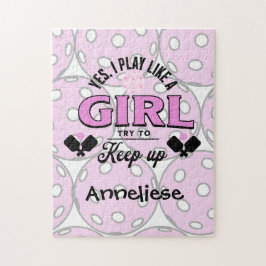 Quebra-cabeça Nome personalizado toca como uma garota pickeball