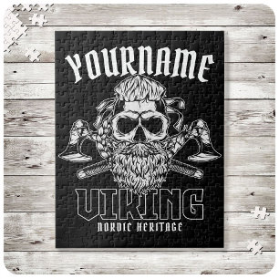 Quebra-cabeça NOME Personalizado Viking Nordic Warrior Heritage