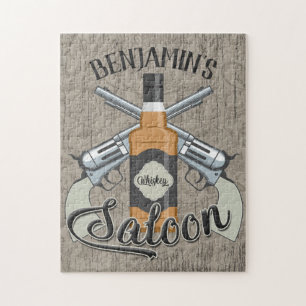 Quebra-cabeça Nome Personalizado Vovente do Cowboy Gun Whiskey S
