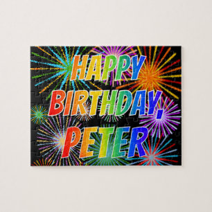 Quebra-cabeça Nome "PETER", Diversão "FELIZ ANIVERSÁRIO"