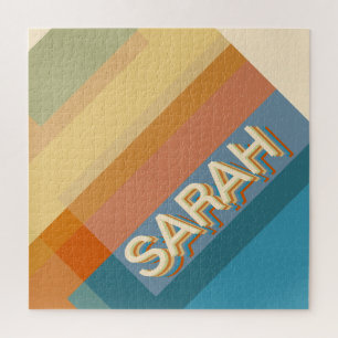 Quebra-cabeça Nome Retromoderno com Formas e Cores Geométricas