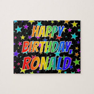 Quebra-cabeça Nome "RONALD", Diversão "FELIZ ANIVERSÁRIO"