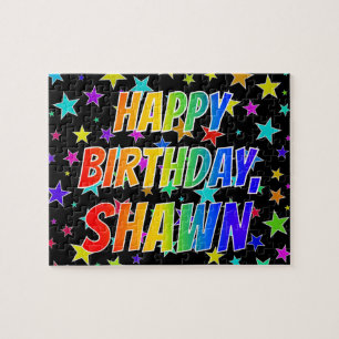Quebra-cabeça Nome "SHAWN", "FELIZ ANIVERSÁRIO"