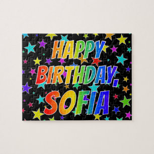 Quebra-cabeça Nome "SOFIA", Diversão "FELIZ ANIVERSÁRIO"