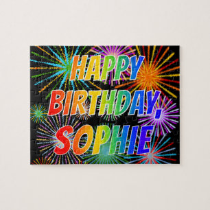 Quebra-cabeça Nome "SOPHIE", Diversão "FELIZ ANIVERSÁRIO"
