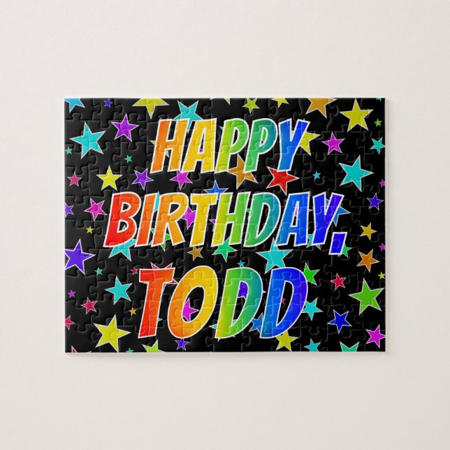 Quebra-cabeça Nome "TODD", "FELIZ ANIVERSÁRIO" (Horizontal)