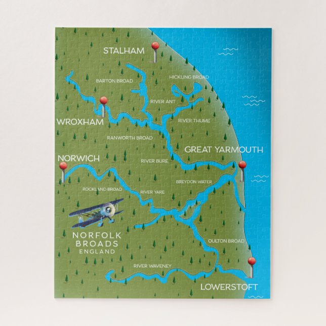 Quebra-cabeça Norfolk Broads England Map. (Vertical)