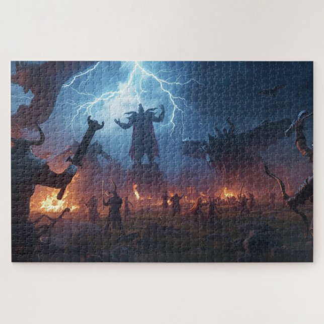 Quebra-cabeça Norse Mythology Battle Scene Jigsaw Puzzle (Horizontal)